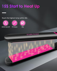 Fabuday flat iron 12-temperature settings enable tailored styling options.