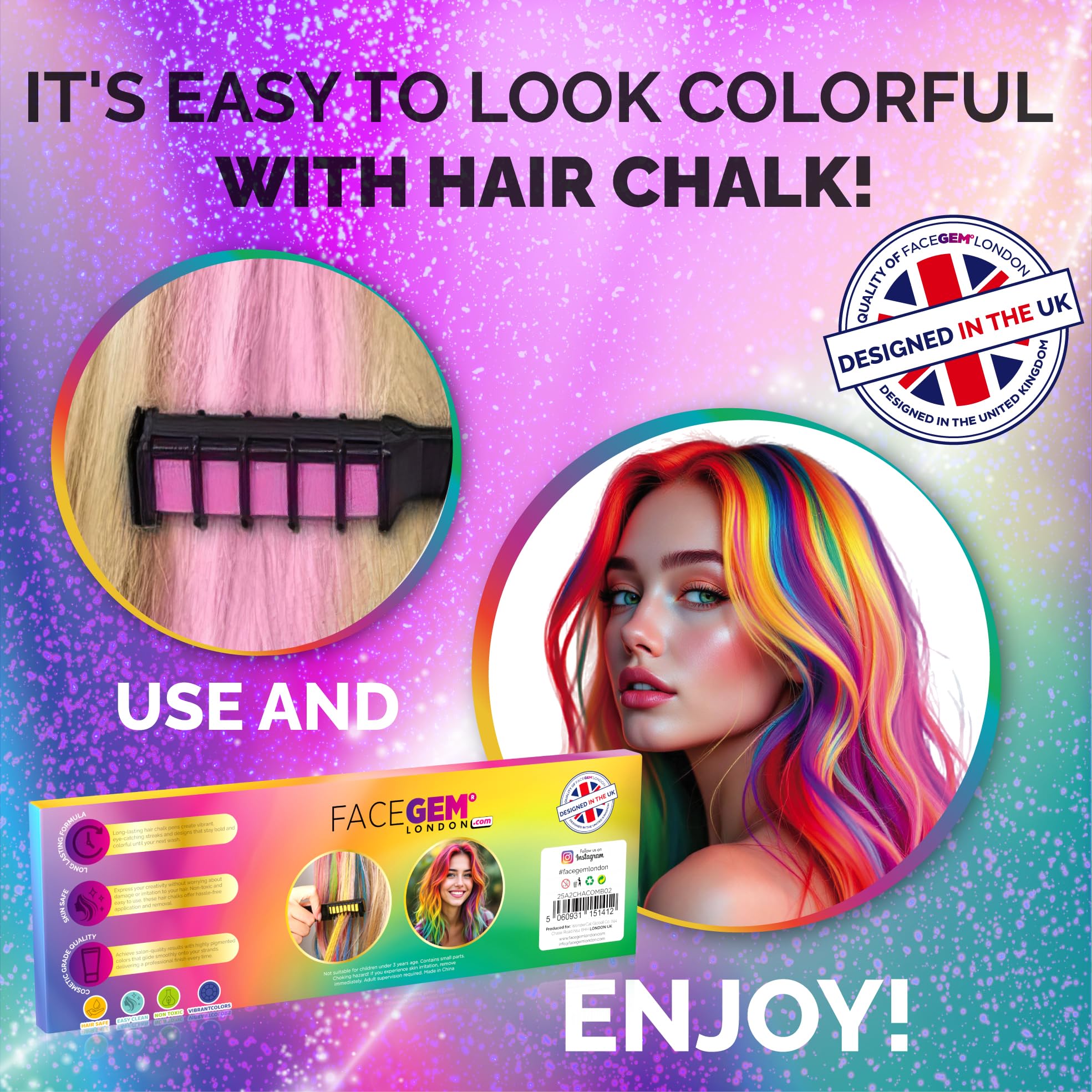 FACEGEM LONDON metallic bright chalk for dramatic festival looks