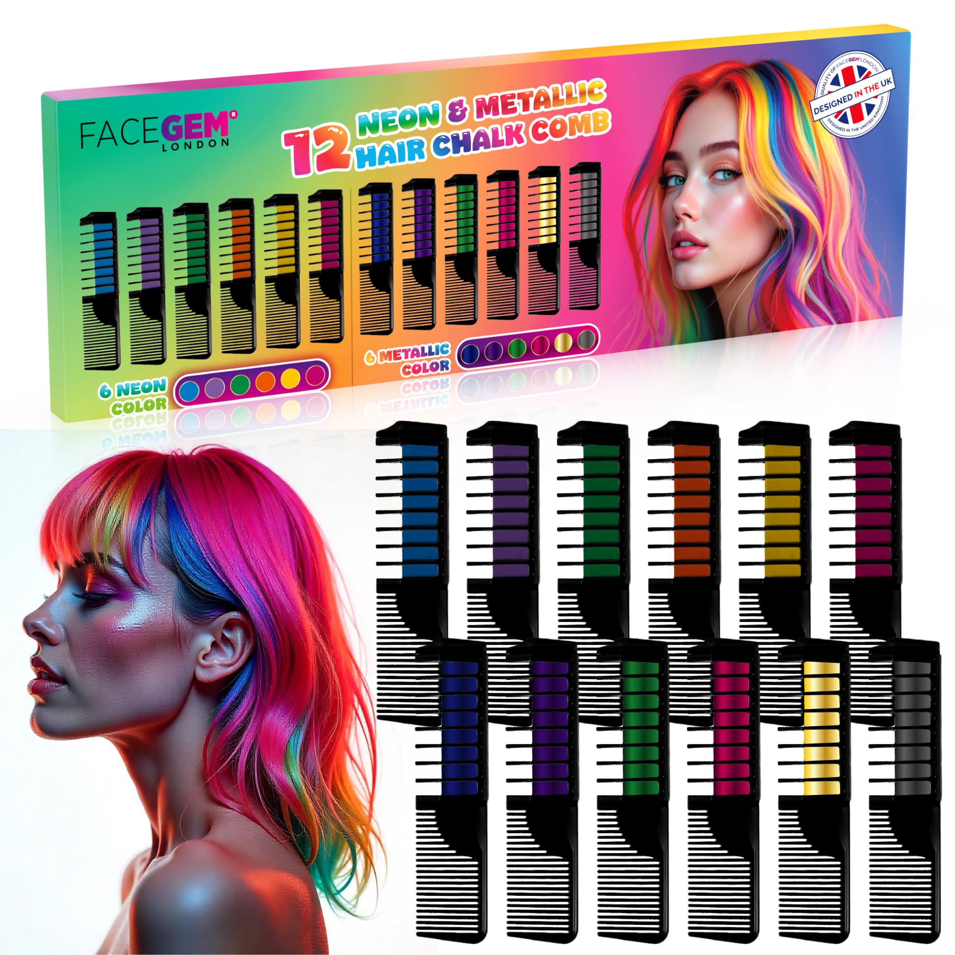 FACEGEM LONDON neon collection chalk adds vibrant festival-ready color with easy washout