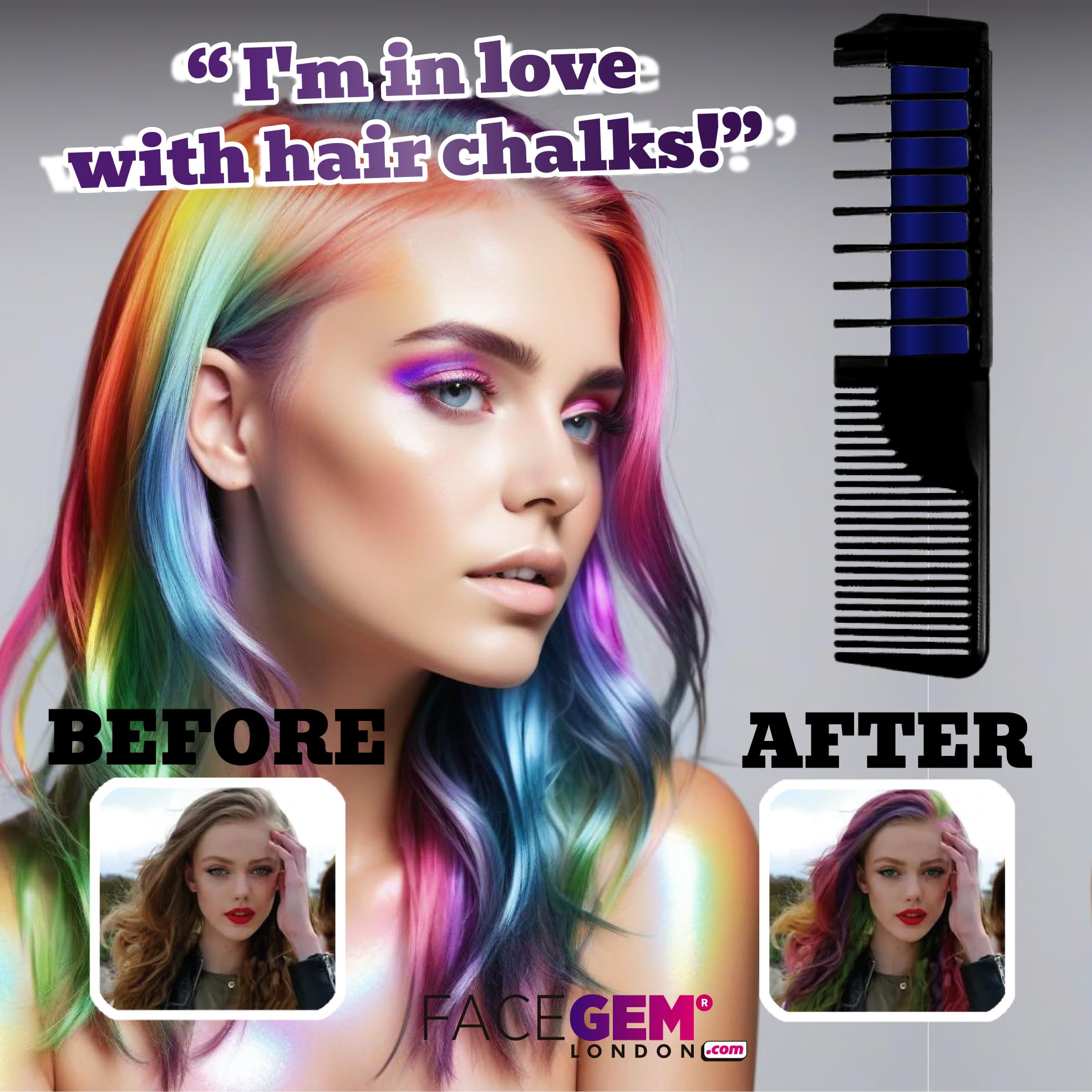 FACEGEM LONDON neon pixel chalk set for quick party styling