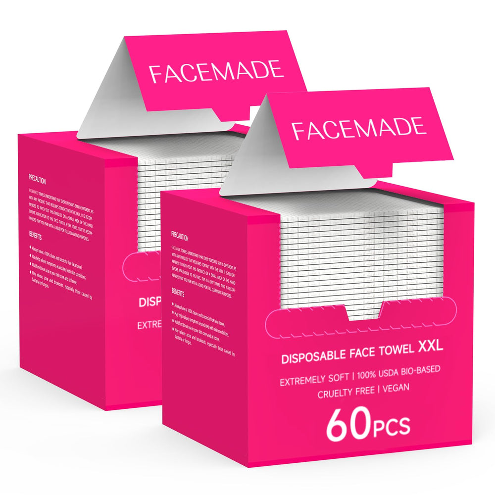 FACEMADE XXL face towels 12x12 close-up shows soft texture for gentle cleansing