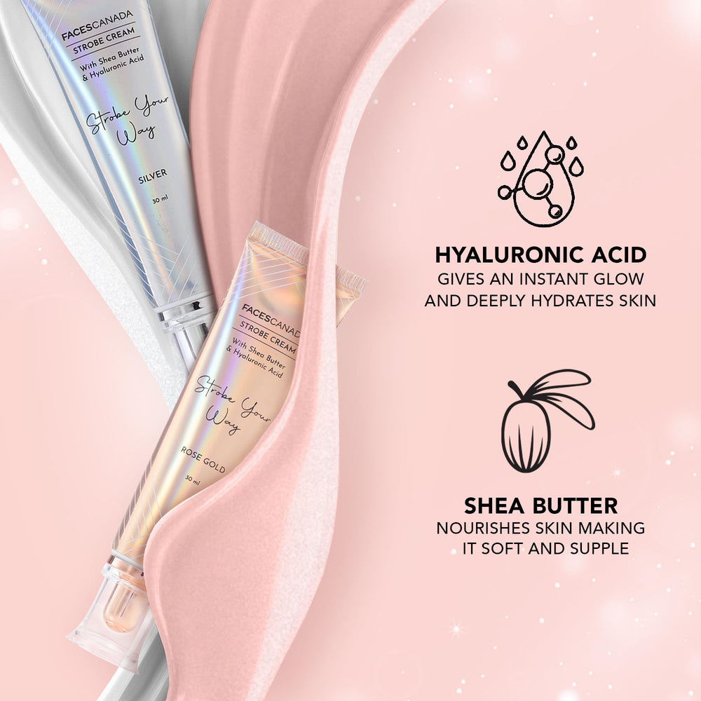 FACESCANADA Strobe Cream on dewy skin reveals natural, luminous glow.
