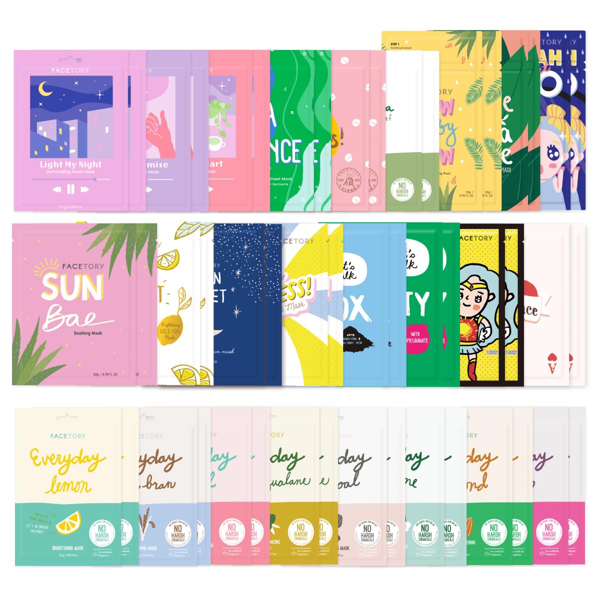 FACETORY 50-collection box closeup, a giftable luxury for all skin types.