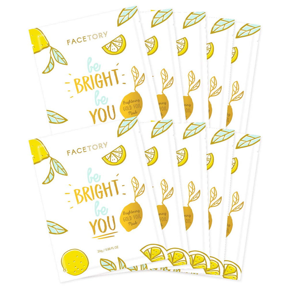 FACETORY brightening sheet mask with gold foil for enhanced hydration and glow