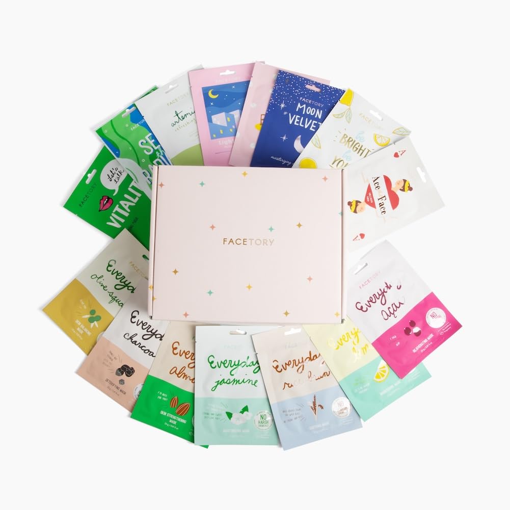 FACETORY gift-set box shows K-Beauty sheet masks for gifting and hydration.