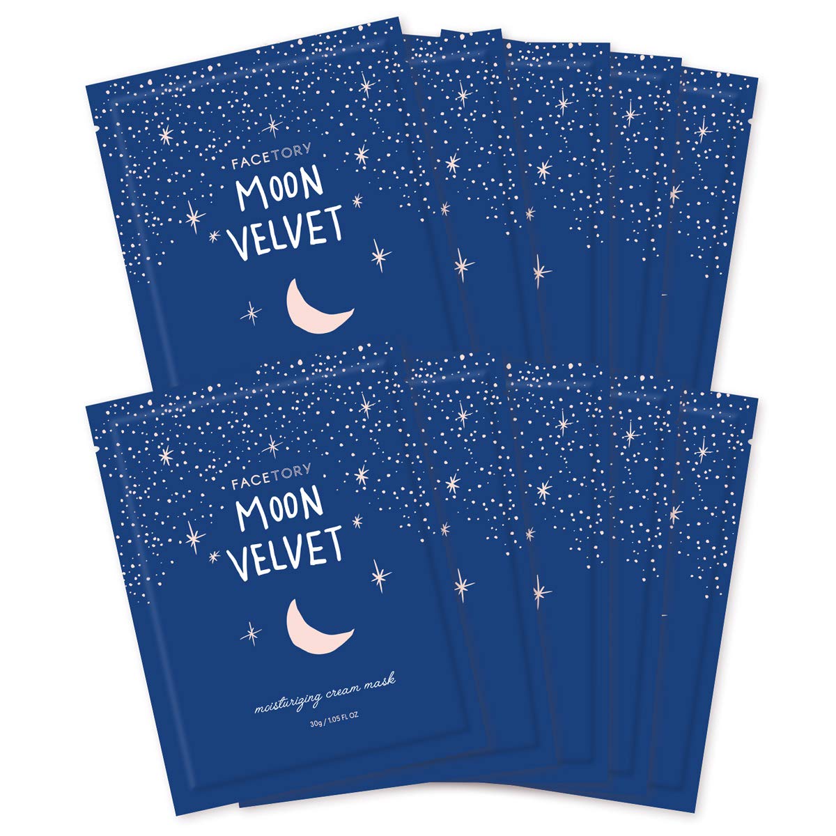 FACETORY Moon Velvet mask packaging shown for gifting and display.