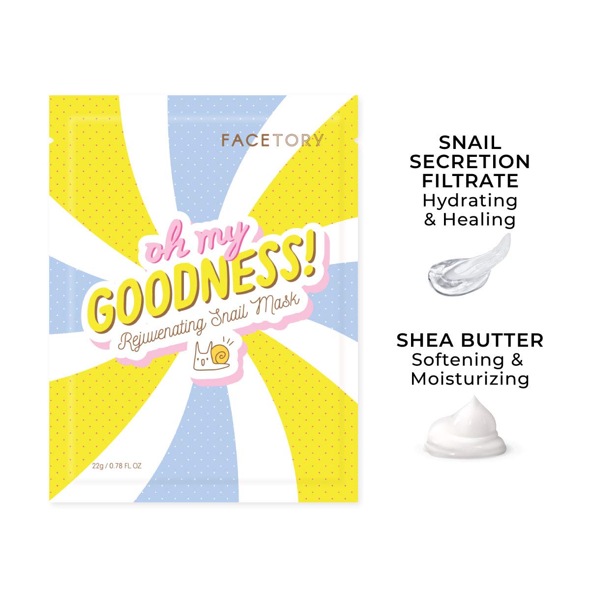 FACETORY packaging display shows cruelty-free Korea-made masks for daily pampering.