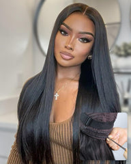 FACMOOD glueless drawstring wig with lace-front for quick wear and secure fit.