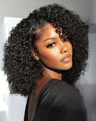 FACMOOD kinky curly half wig cap with drawstring for secure, breathable wear.