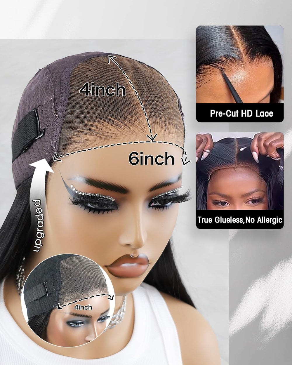 FACMOOD pre-plucked hairline with baby hairs for a natural-looking edge.