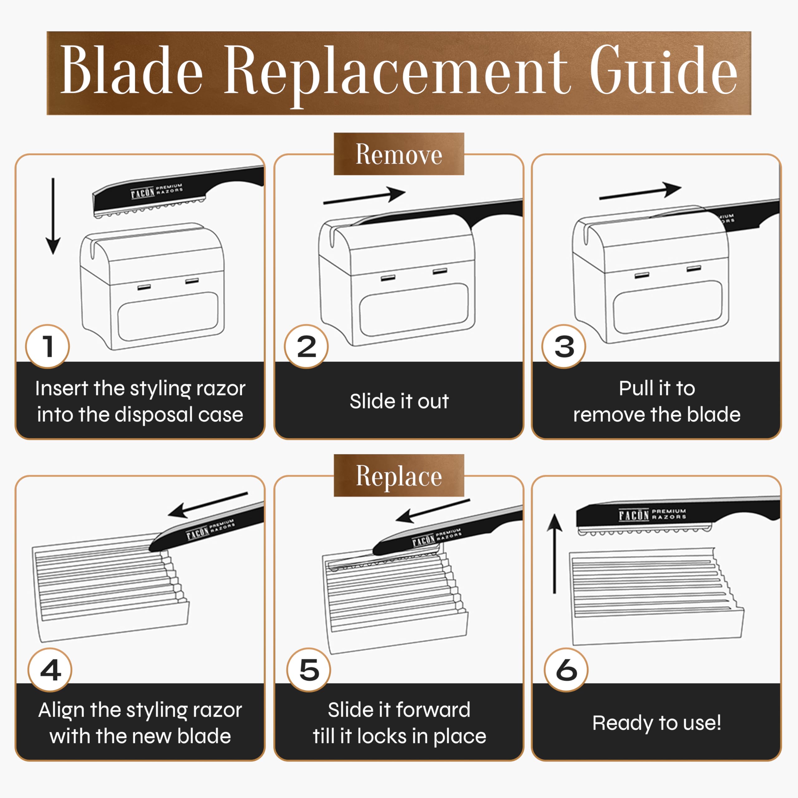 FACON Faether Razor preloaded blades ensure immediate sharpness and quick blade changes