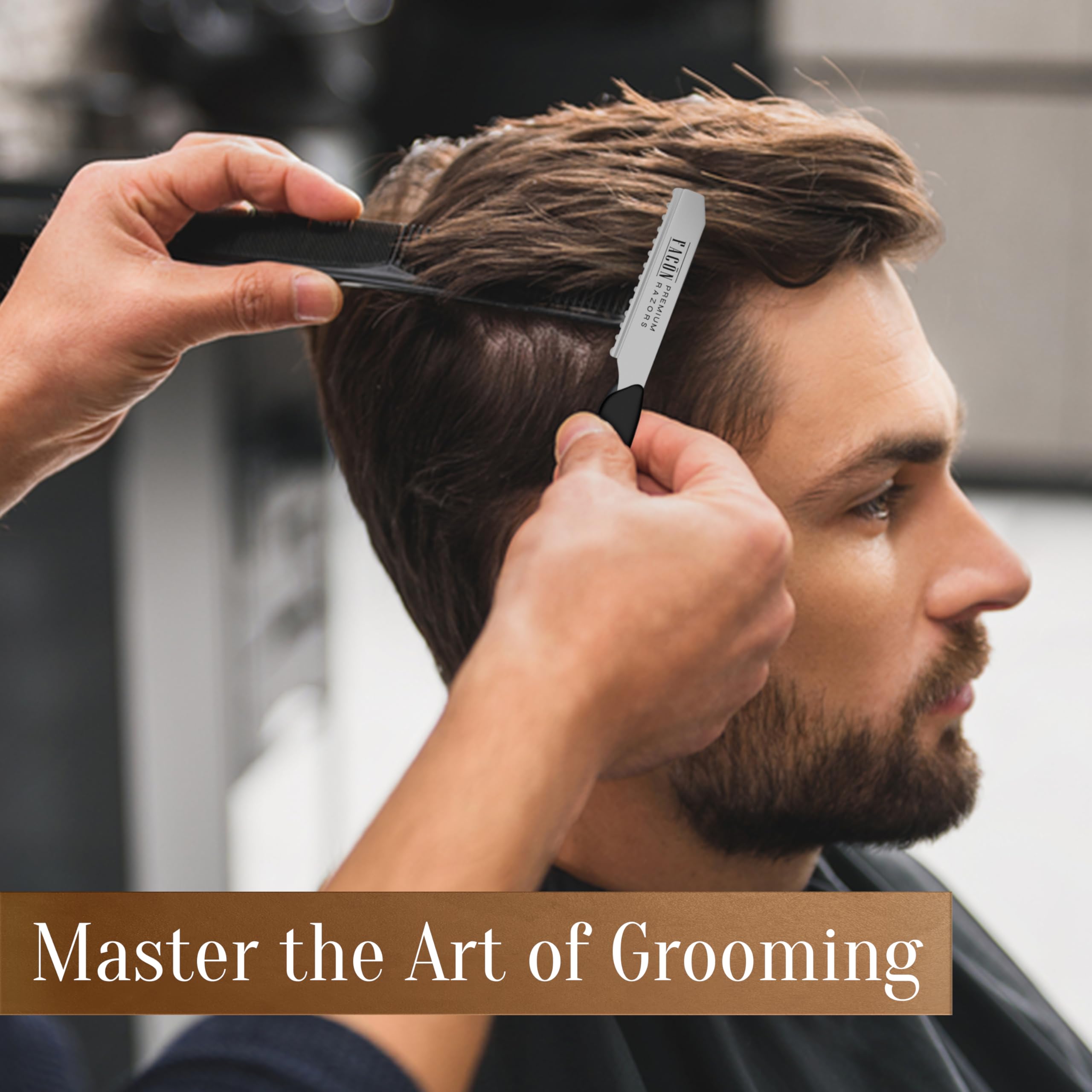 FACON hair thinning razor texturizing view for subtle layer creation and add volume.