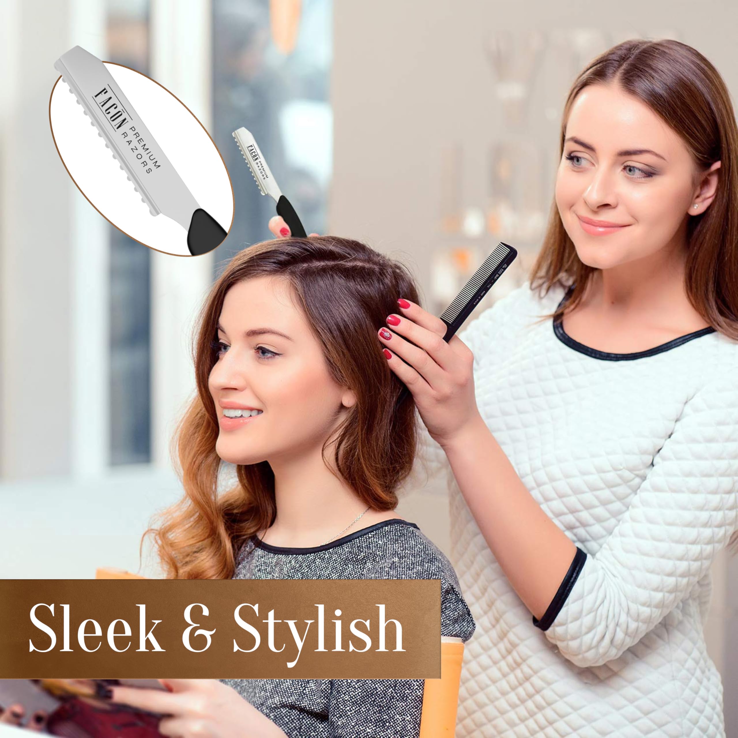 FACON stainless steel hair cutting tool ready for clean, durable salon-level results.