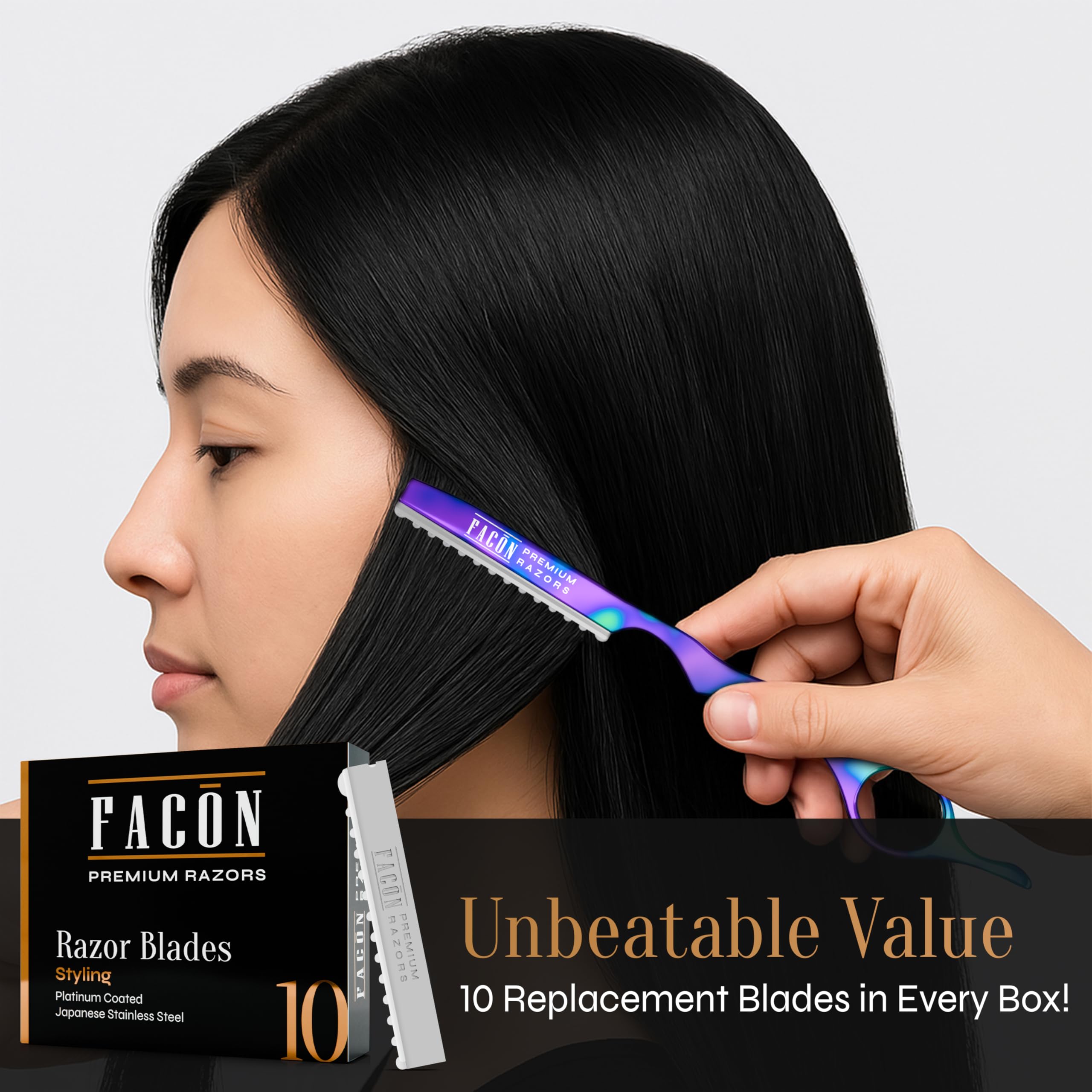FACON thinning razor function adds subtle texture without overcutting