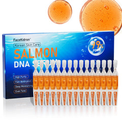 FaczUryn Salmon DNA Serum bottle close-up shows hydration-friendly presentation