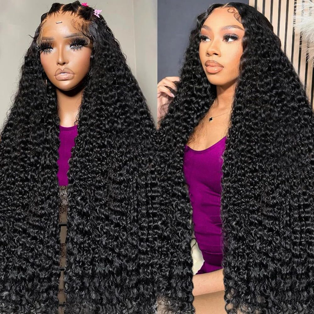 Fadaina 13x6 deep wave lace front wig demonstrates natural volume and effortless styling.