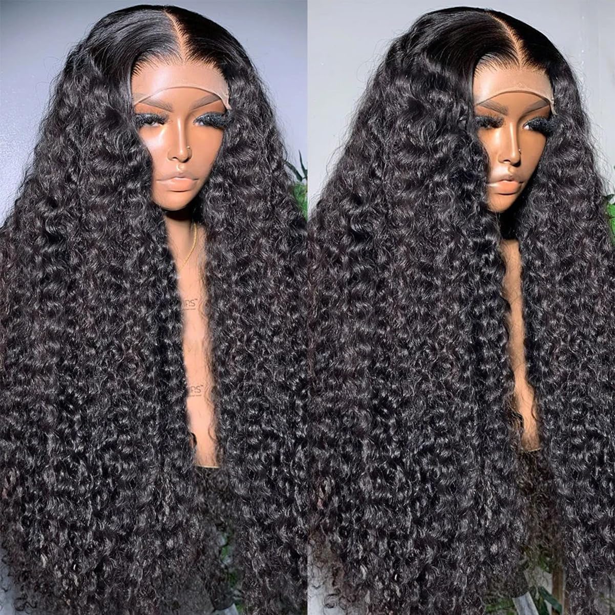 Fadaina 30inch curly lace front wig provides dramatic length for versatile styling.