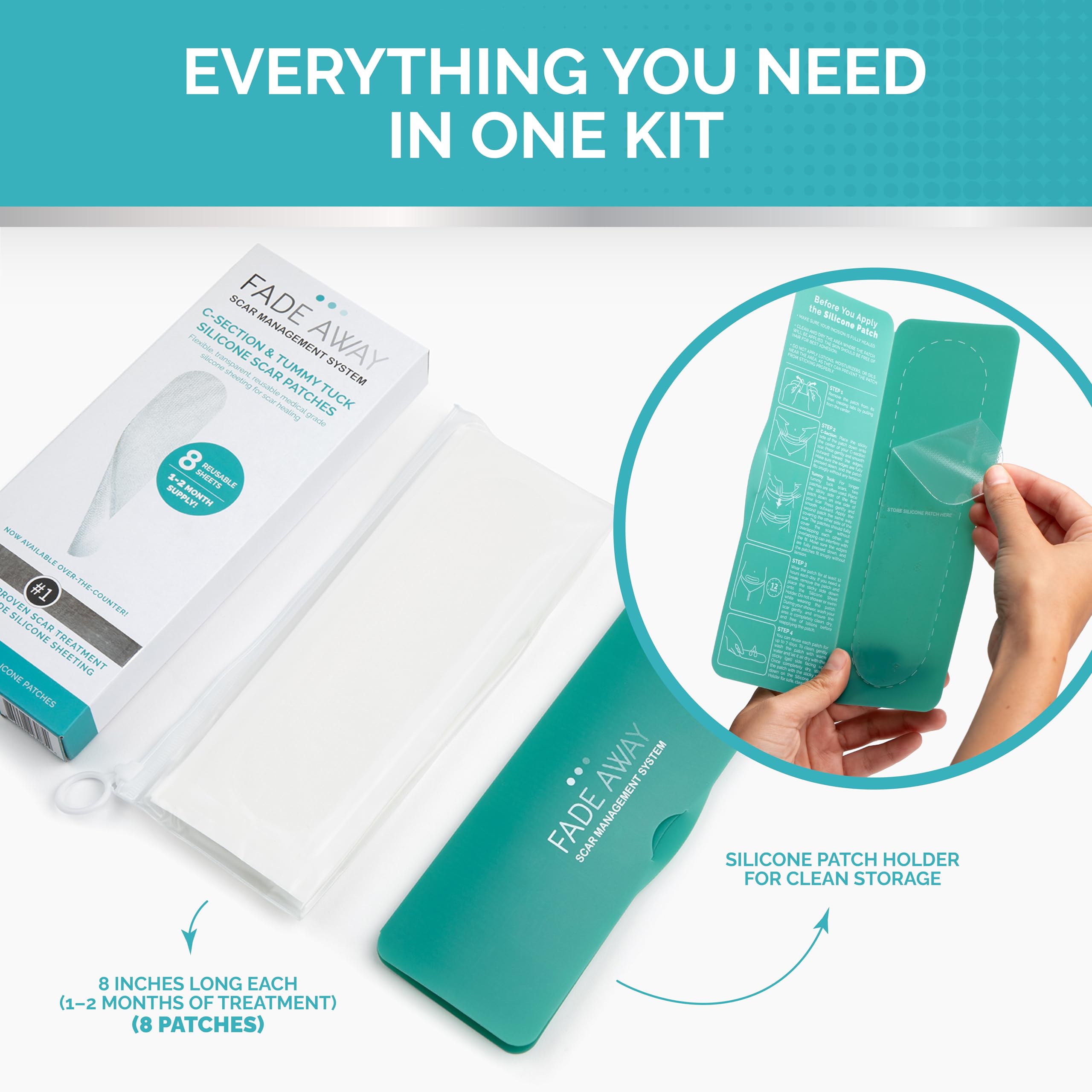 Fade Away scar sheets over tummy tuck scar for discreet daily wear