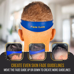 Fade Guide stretchy silicone band closeup highlights flexible fit for comfortable head sizing