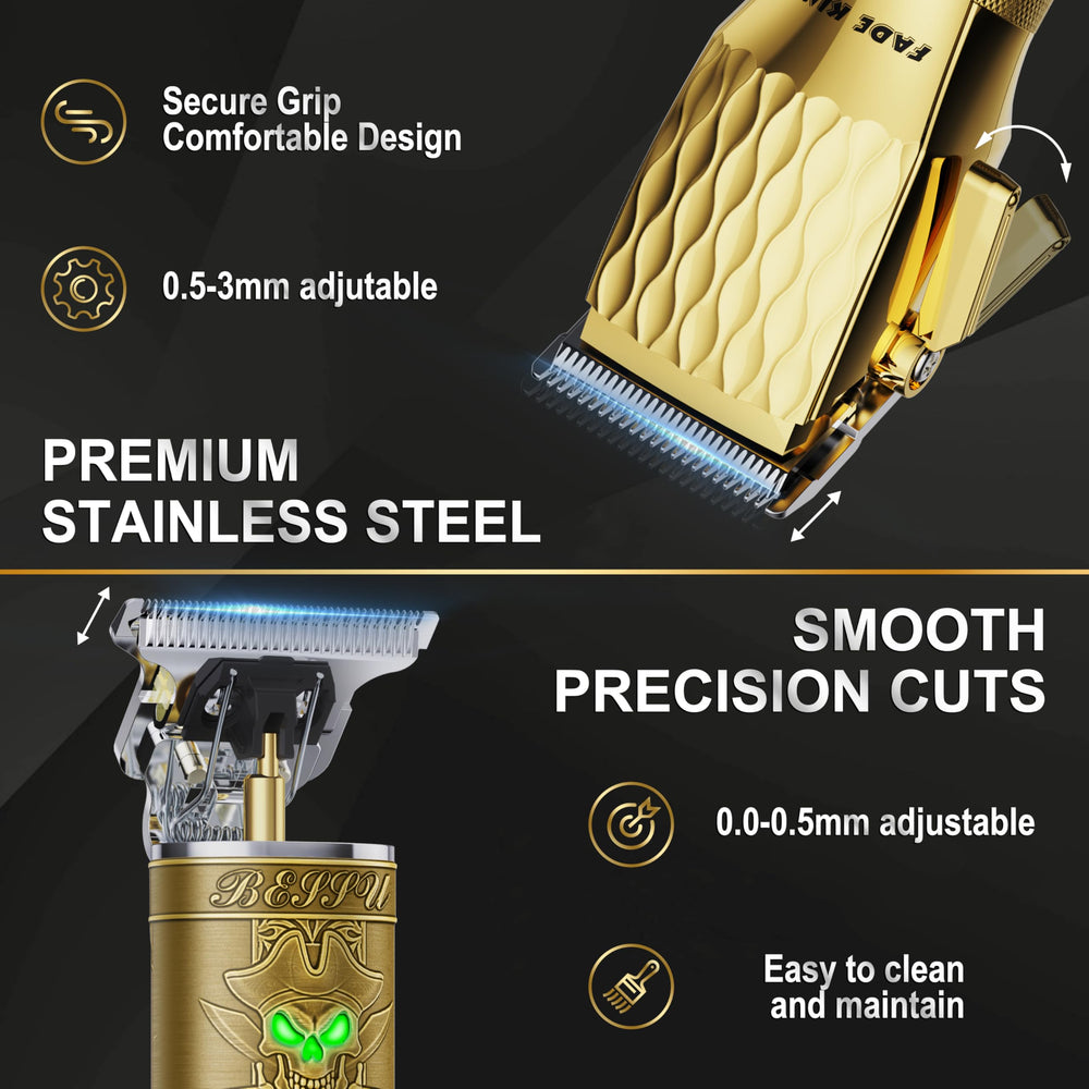 FADEKING beard trimmer side profile highlighting comfortable grip for quick grooming