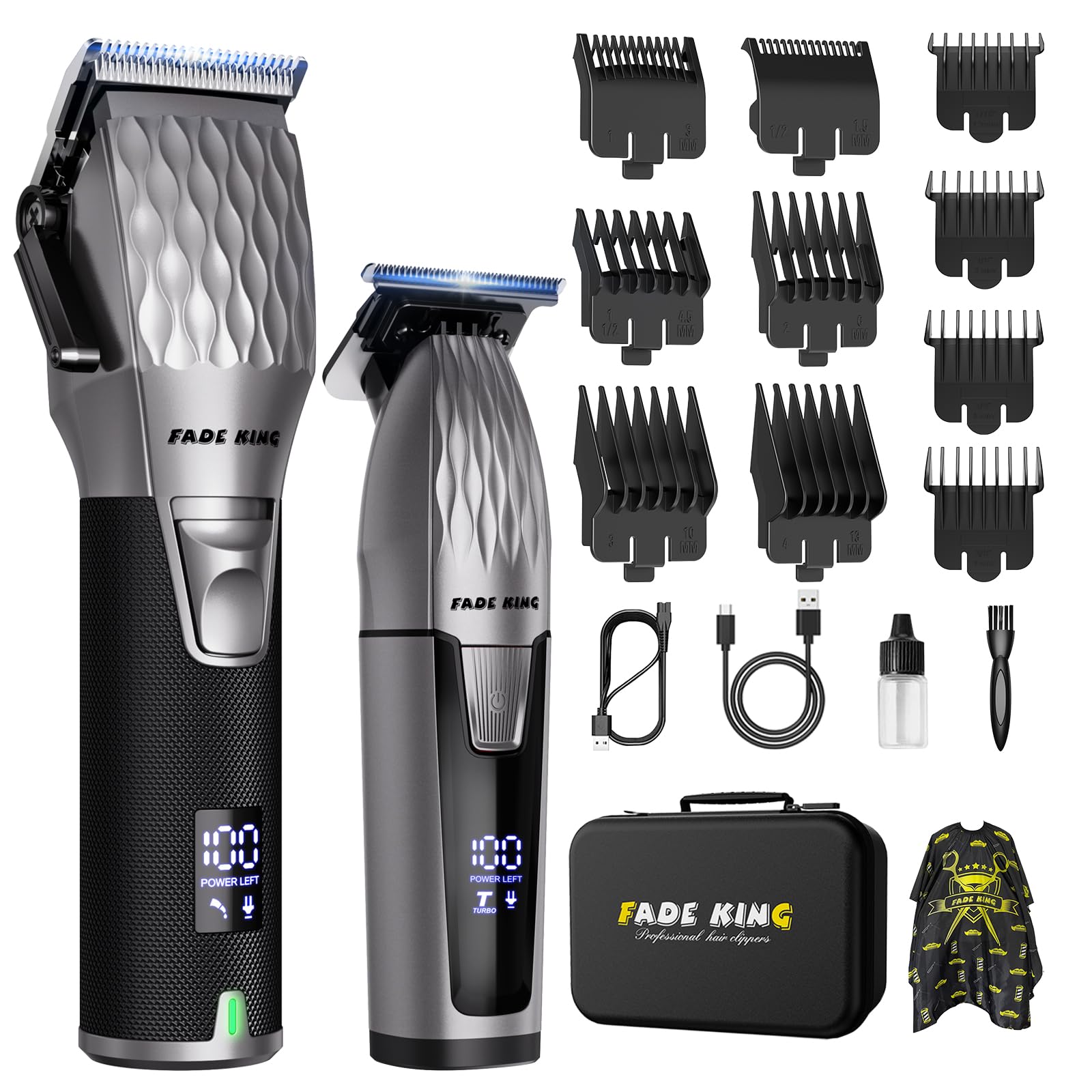 FADEKING cordless hair clippers full kit for home barber-style grooming with long runtime