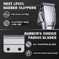 FADEKING hair clippers LCD display showing battery level for planning grooming sessions