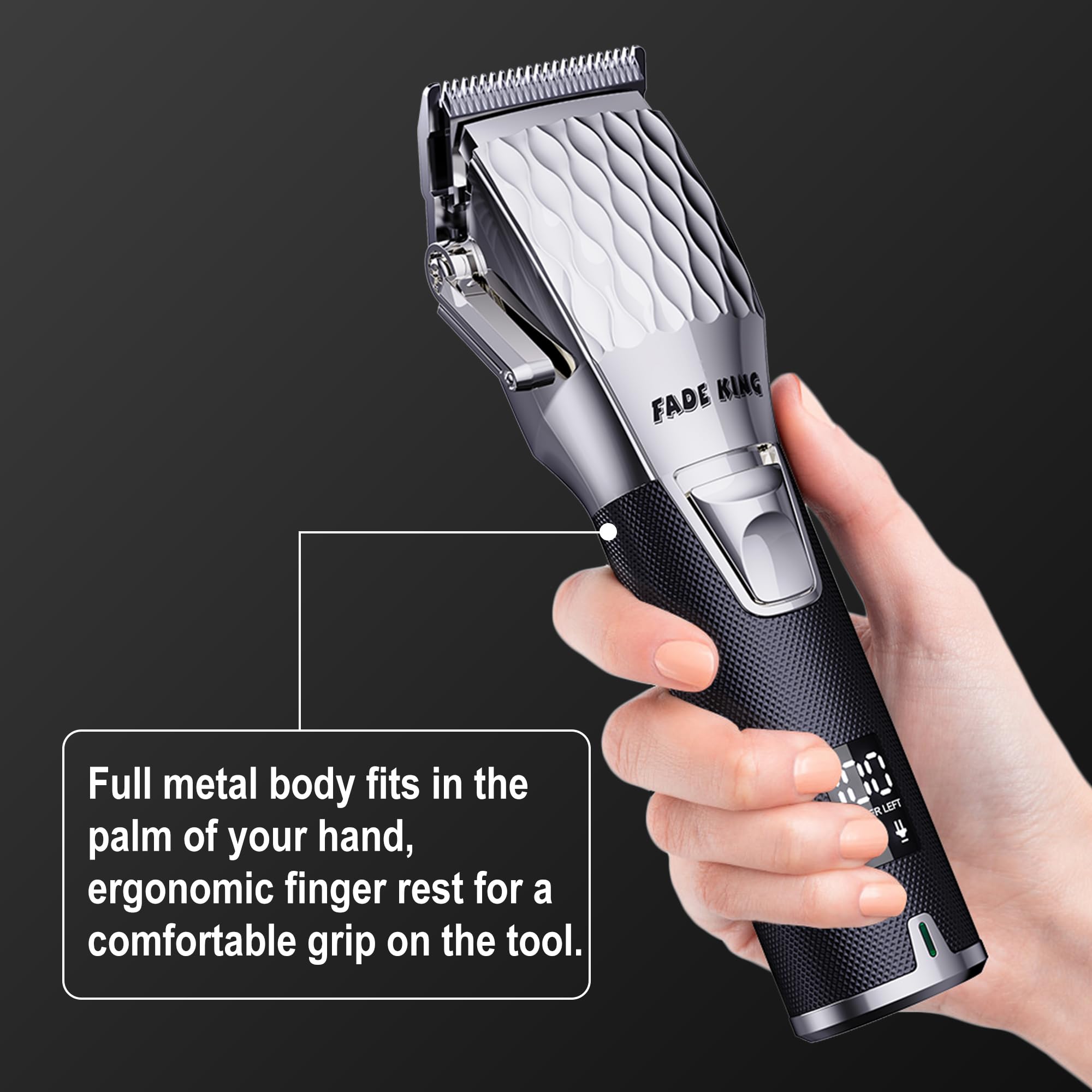 FADEKING six attachment combs provide versatile lengths for fades