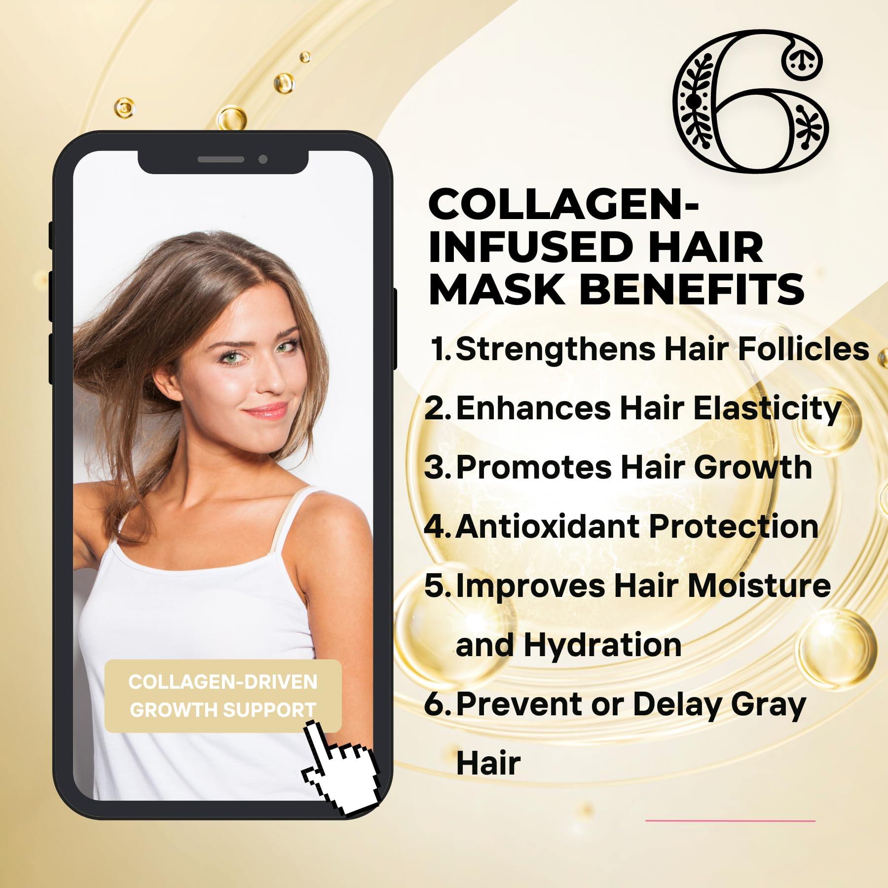 Shiny, smooth hair after using Fadelo mask, suggesting healthy vitality.