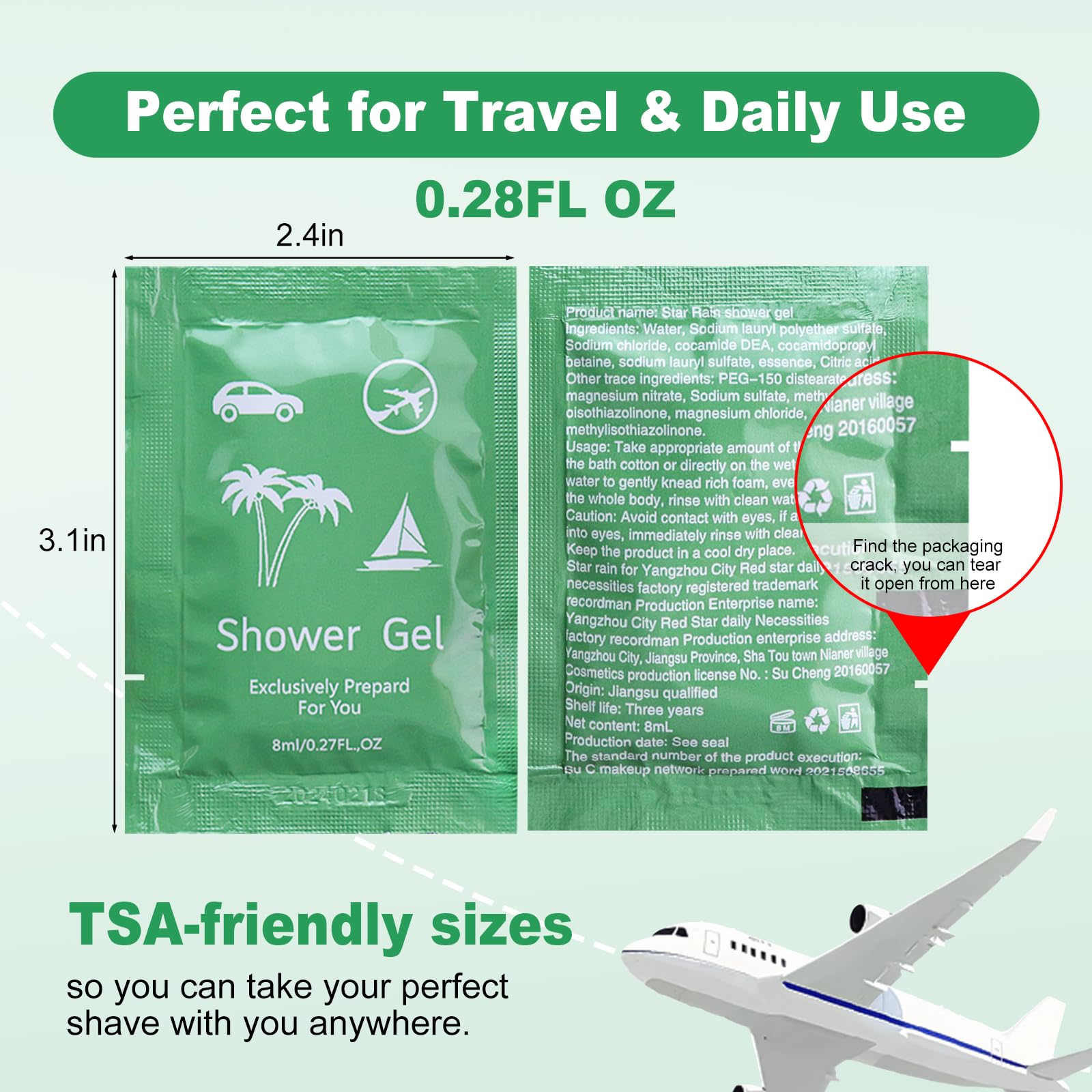 fafortune bulk hygiene kit shower gel 8ml packets for travel.