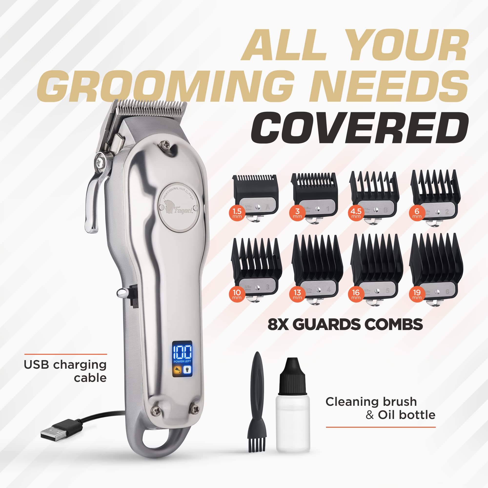 Fagaci clippers stainless steel body for durable professional tool