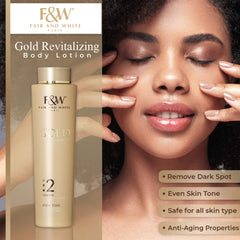 FAIR & WHITE 2 Gold lotion argan oil vitamin E closeup, skin hydration
