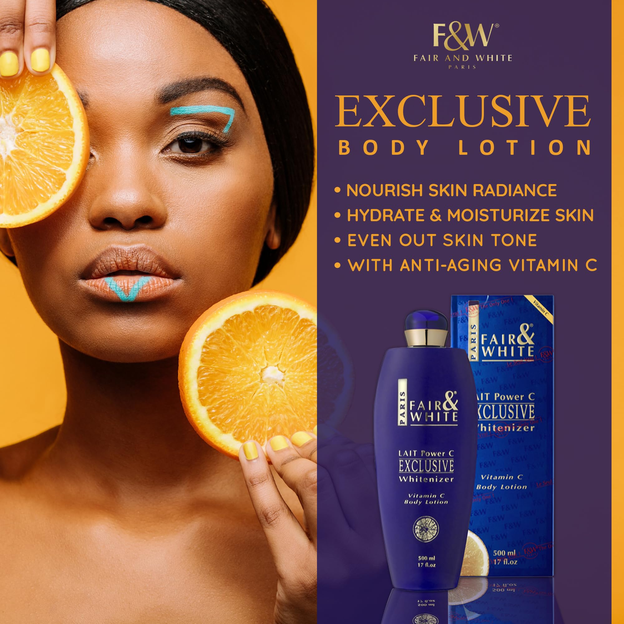 FAIR & WHITE exclusive body lotion radiance after use for supple skin