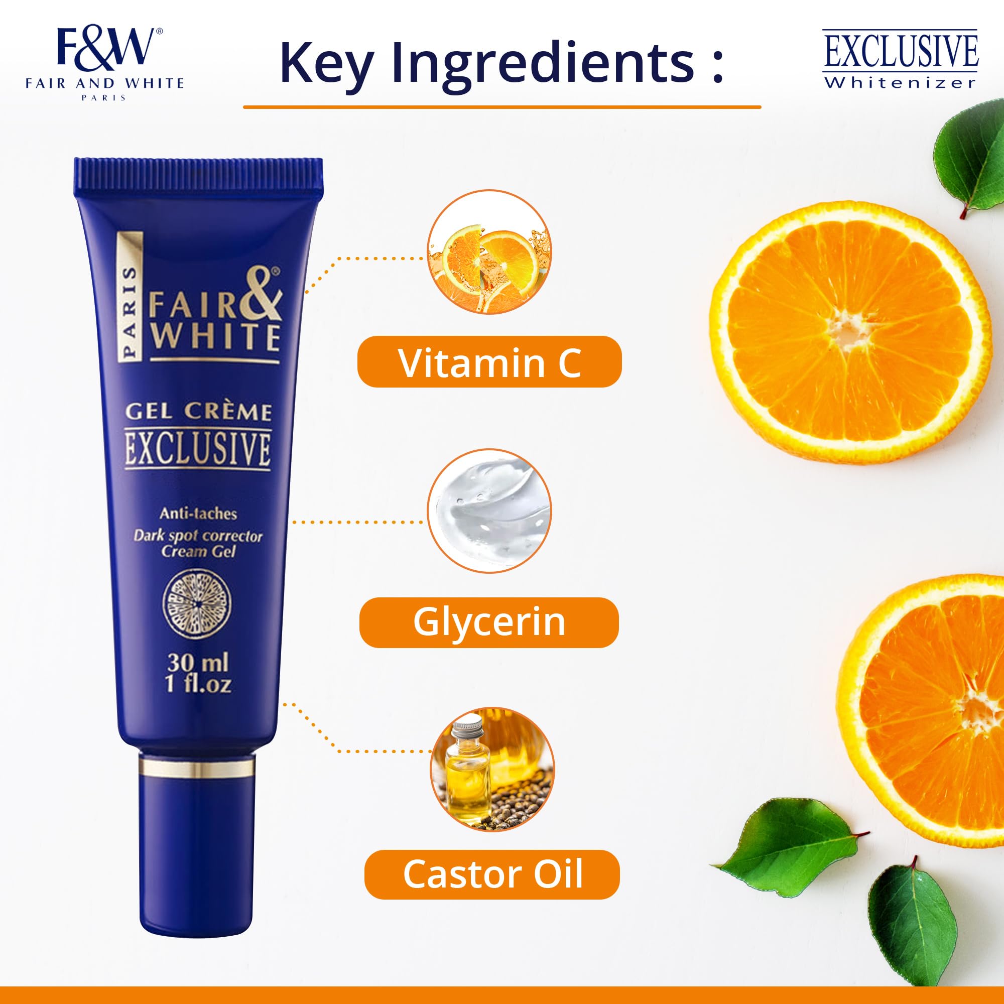 FAIR & WHITE gel-cream being applied at night for targeted brightening.
