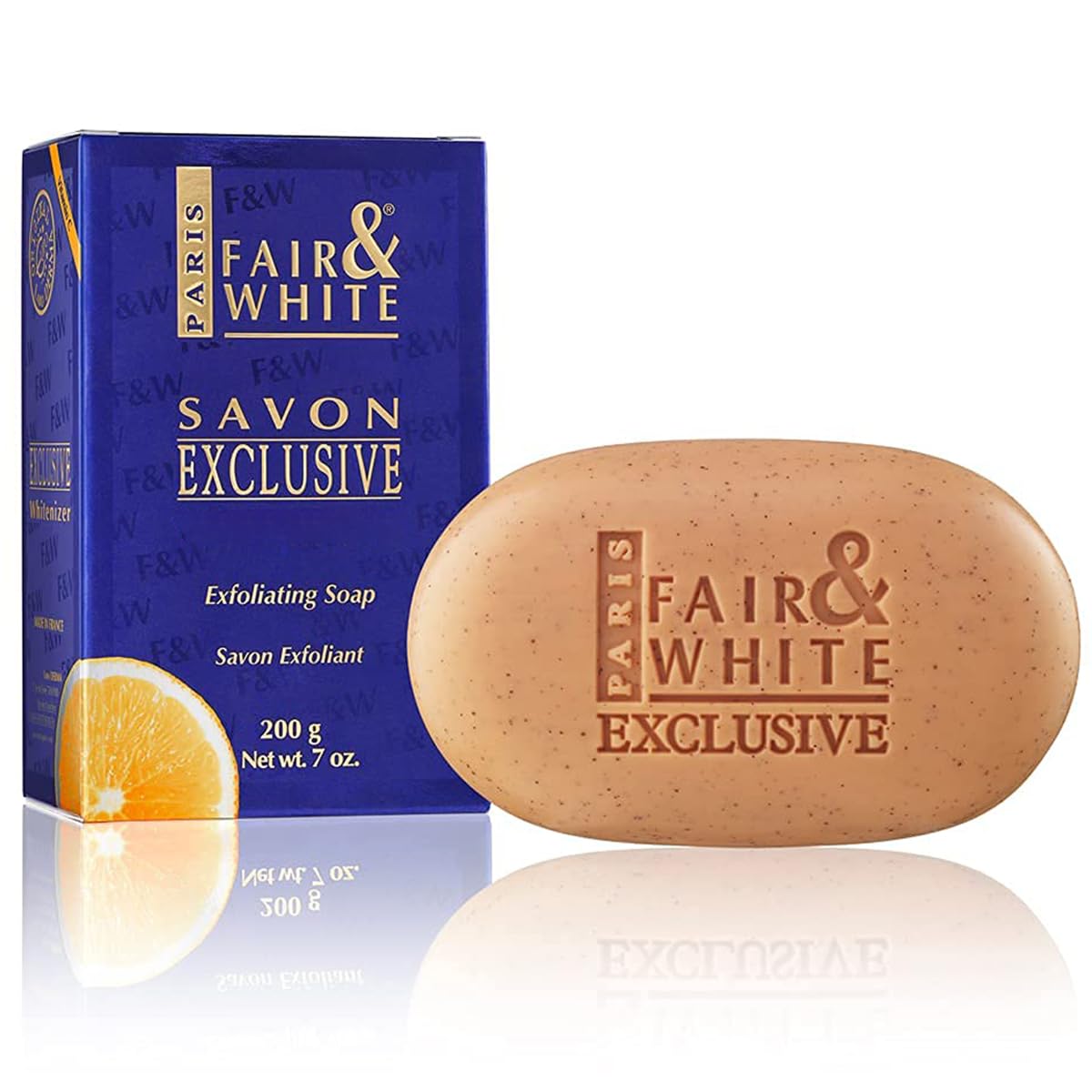 FAIR & WHITE Exclusive Exfoliating Soap close-up showing creamy texture for radiant skin