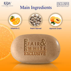 FAIR & WHITE Exclusive Exfoliating Soap bar lathering with rich cream for deep cleansing
