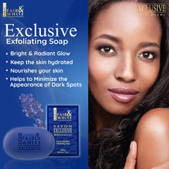 FAIR & WHITE Exclusive Exfoliating Soap rich-lather demonstrates creamy cleansing experience.