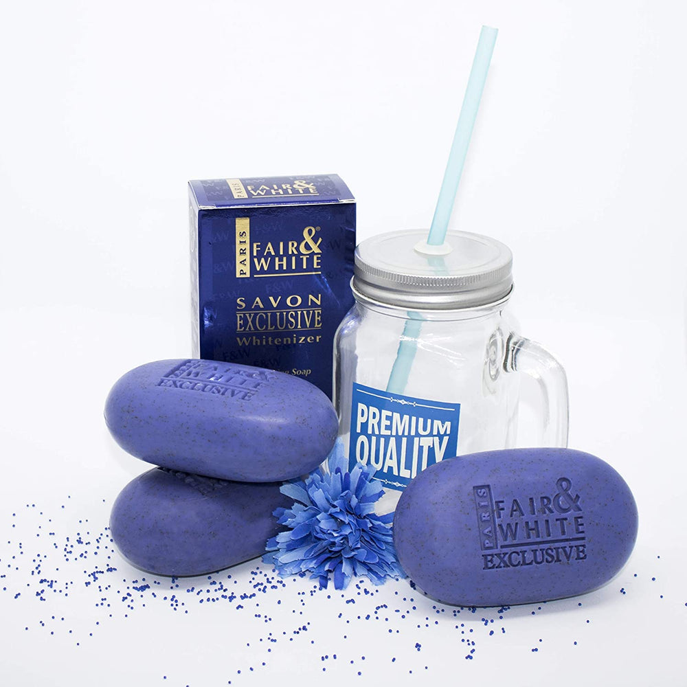FAIR & WHITE Exclusive Exfoliating Soap texture closeup showing smooth buff.