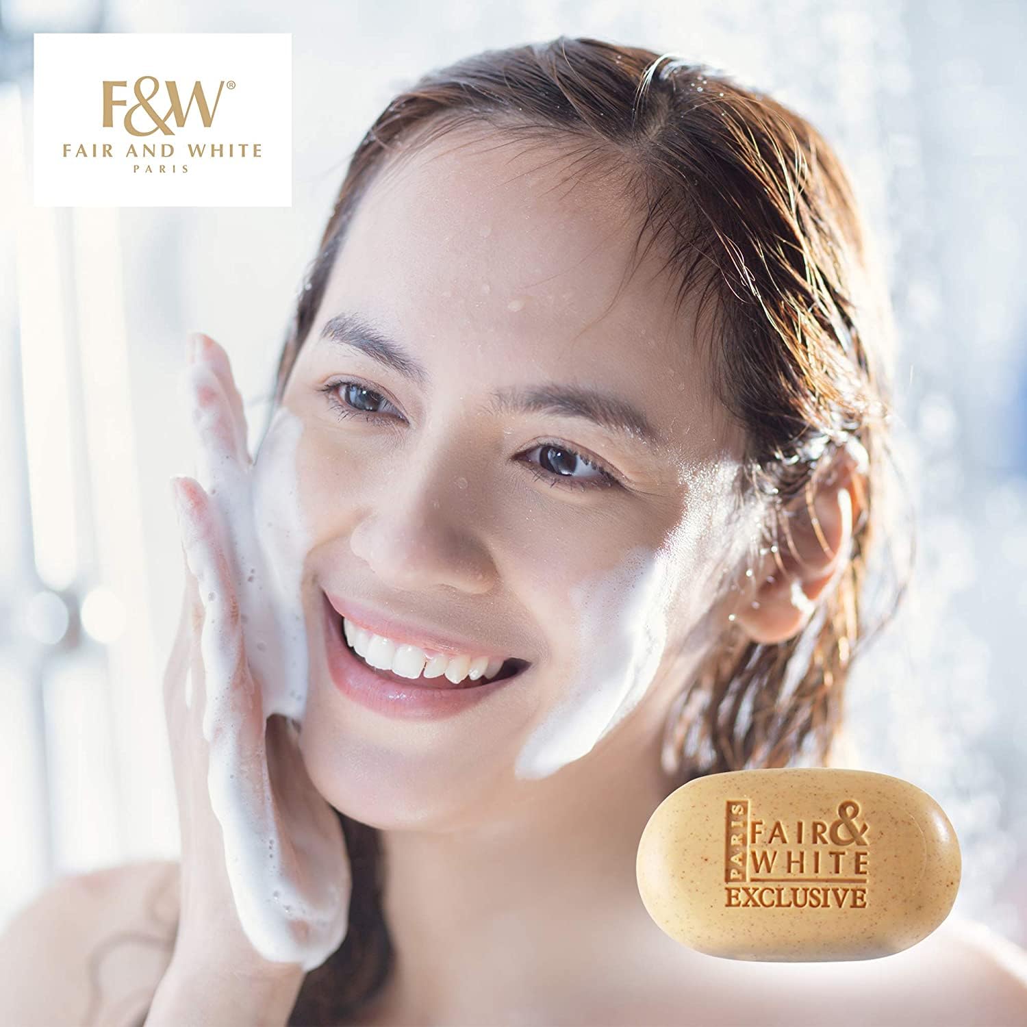 FAIR & WHITE Exclusive Exfoliating Soap on uneven skin tone demonstration