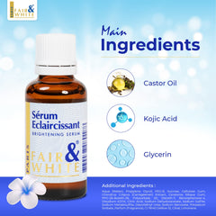 FAIR & WHITE Original Brightening Serum texture close-up reveals silky, non-greasy finish.