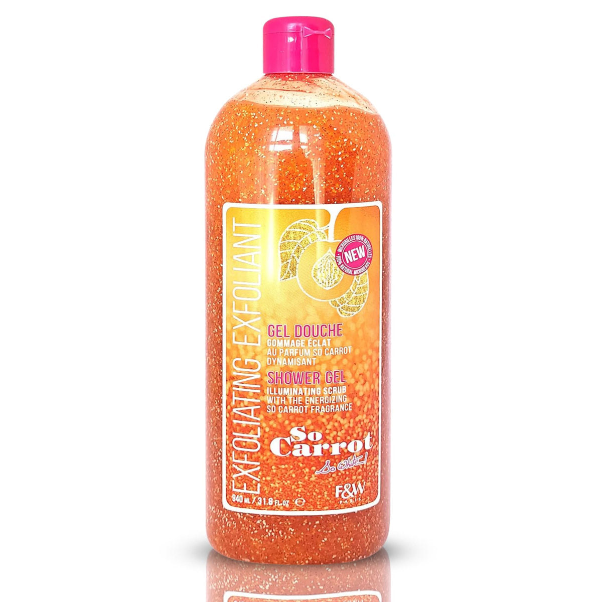 FAIR & WHITE So Carrot Body Wash bottle pour for a refreshing cleanse