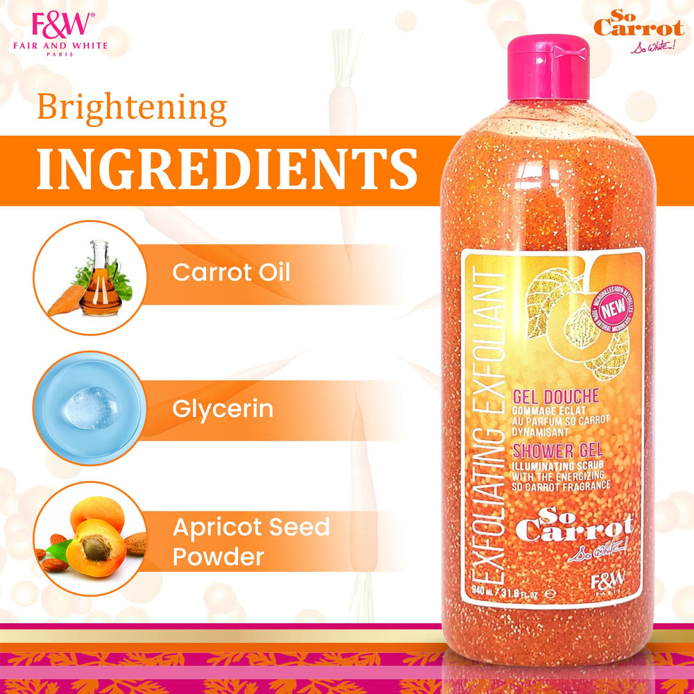 FAIR & WHITE So Carrot Body Wash foamy lather delivers a luxurious cleanse