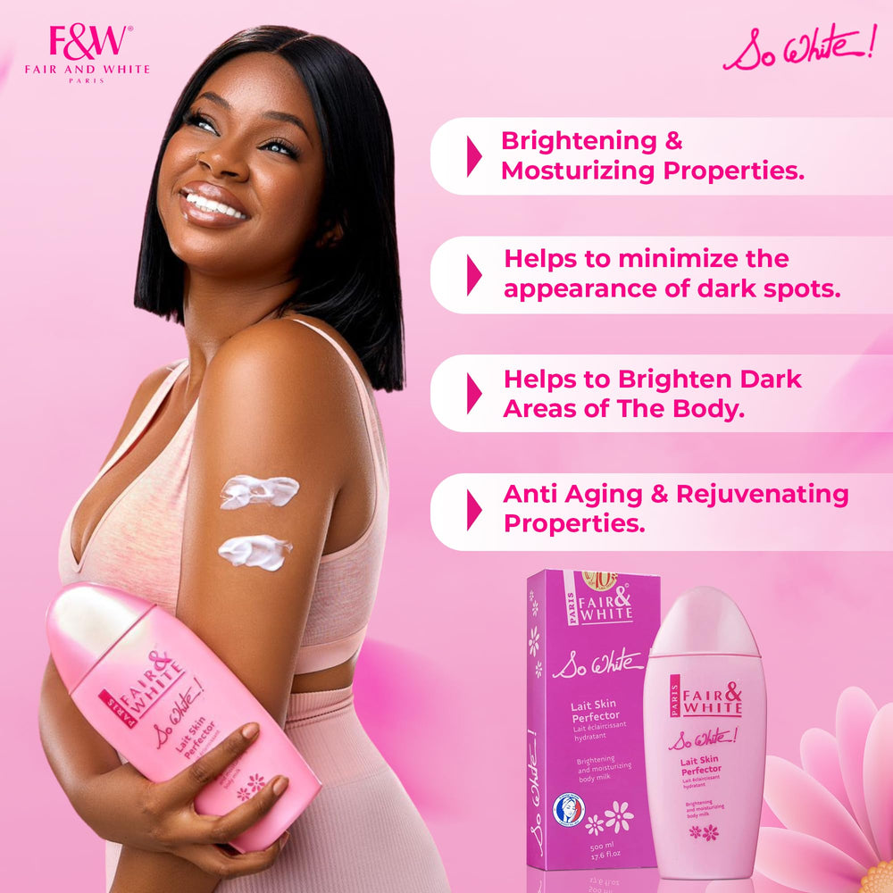 FAIR & WHITE So White lotion being applied for targeted even-toned look