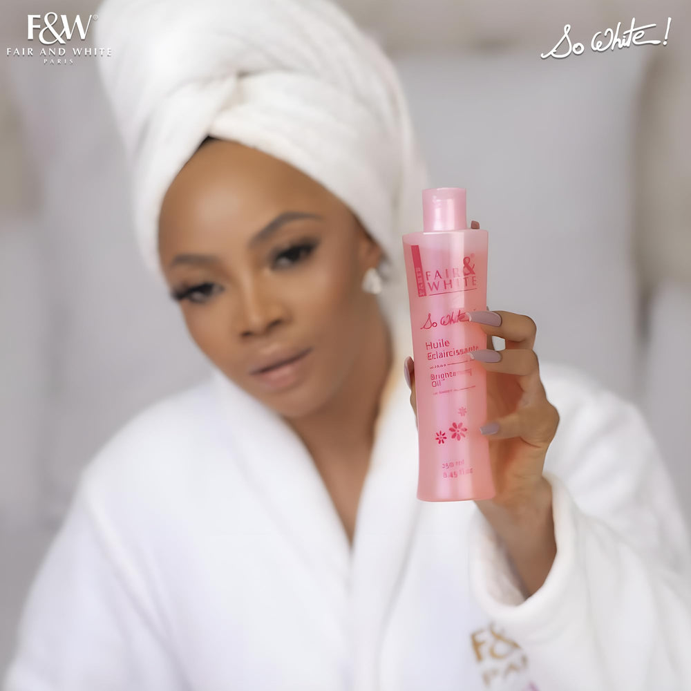 FAIR & WHITE So White Body Oil texture-swirl demonstrates silky finish and quick absorption.