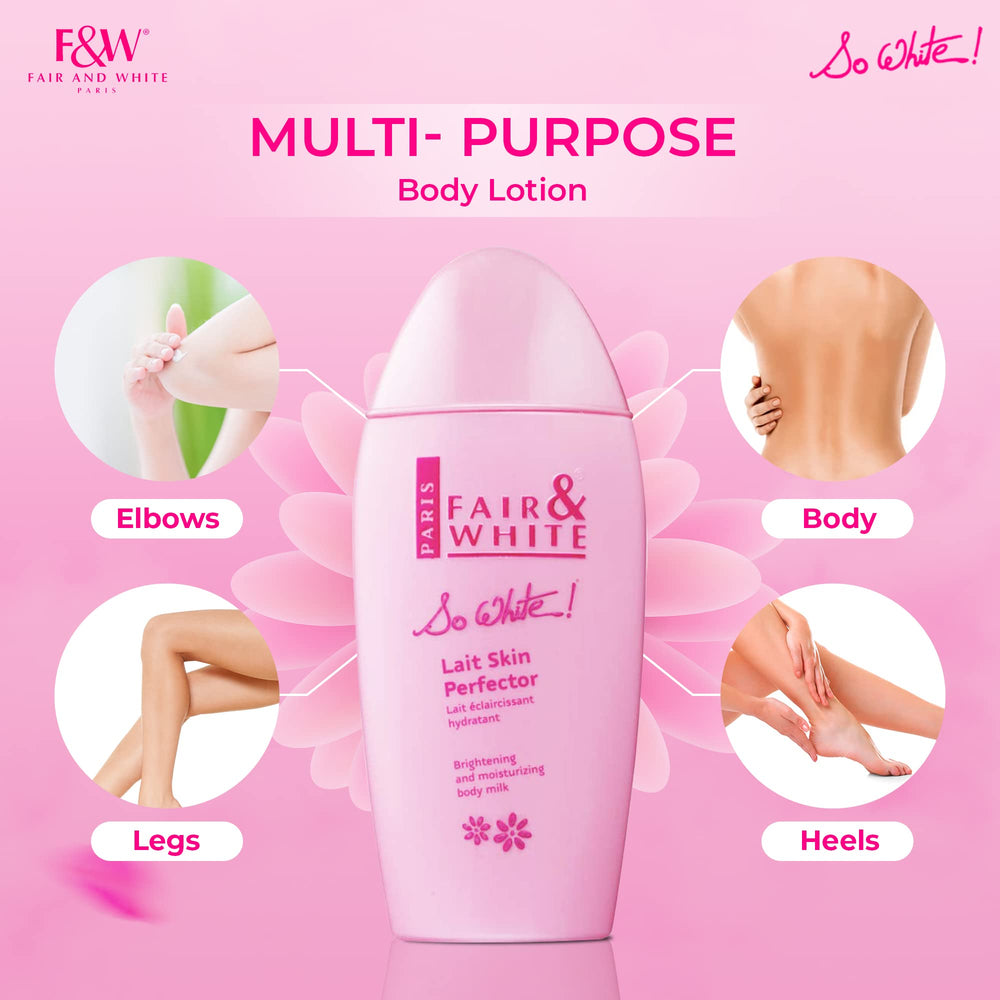 FAIR & WHITE So White lotion texture showing moisturizing consistency and even tone