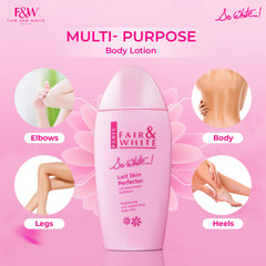 FAIR & WHITE So White lotion texture showing moisturizing consistency and even tone