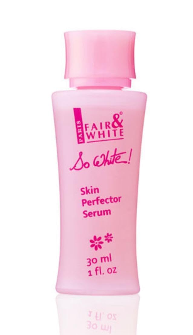 FAIR & WHITE So White serum on knees suggesting even-toned skin potential