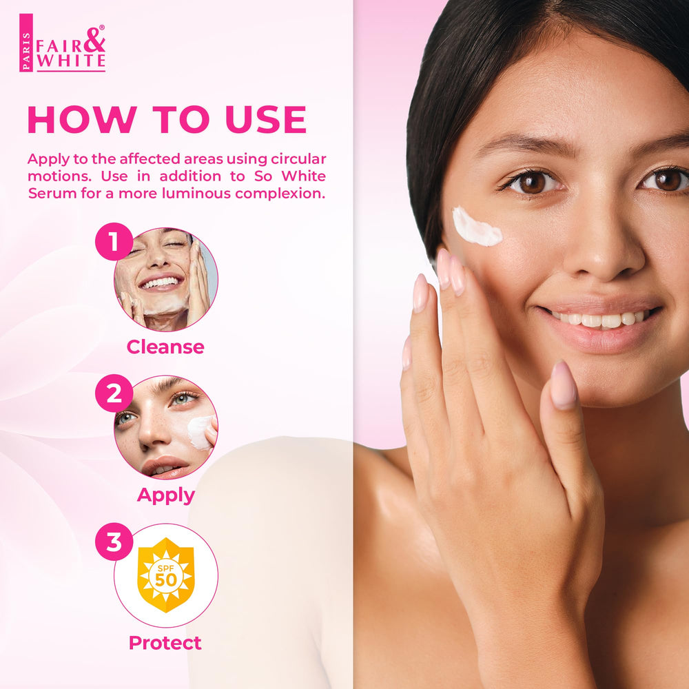FAIR & WHITE So White Perfector Cream paired with So White Serum for radiant complexion.