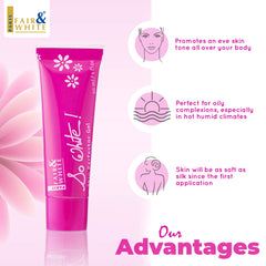 FAIR & WHITE So White Gel being applied shows easy, even application.