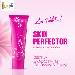 FAIR & WHITE So White Gel texture swatch demonstrates lightweight formula for fresh skin.