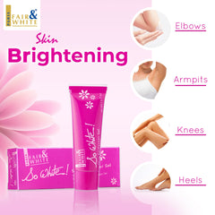FAIR & WHITE So White Gel tube close-up highlights smooth texture for quick blending.